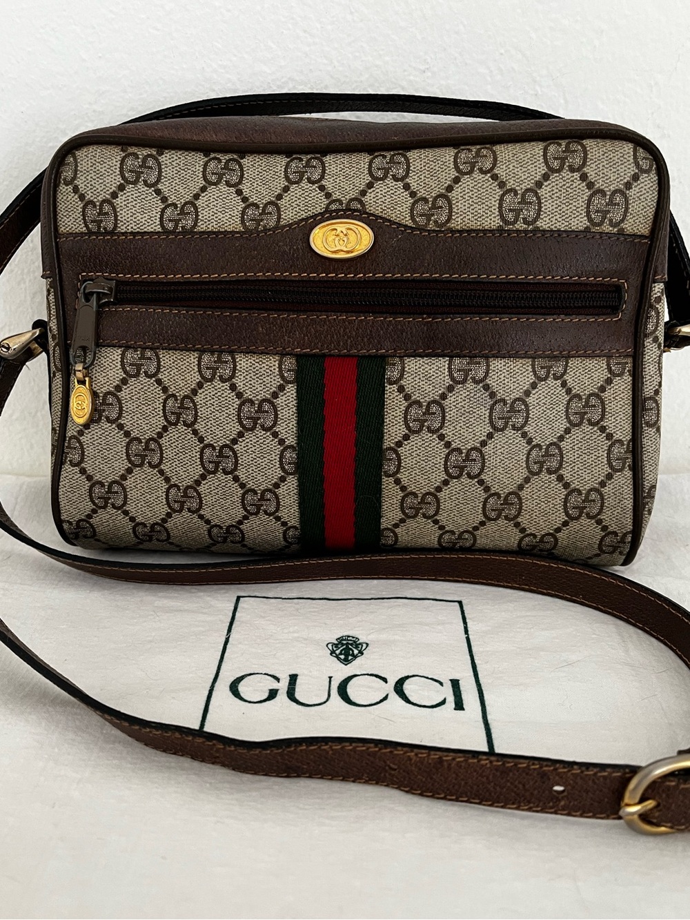 Vintage Gucci GG Supreme Sherry Line Crossbody Camera Bag Early 80s Collectible - Picture 17 of 17